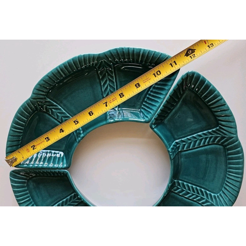 MCM California Pottery Turquoise #895 Lazy Susan 3-Piece Serving Tray Set - Picture 4 of 12